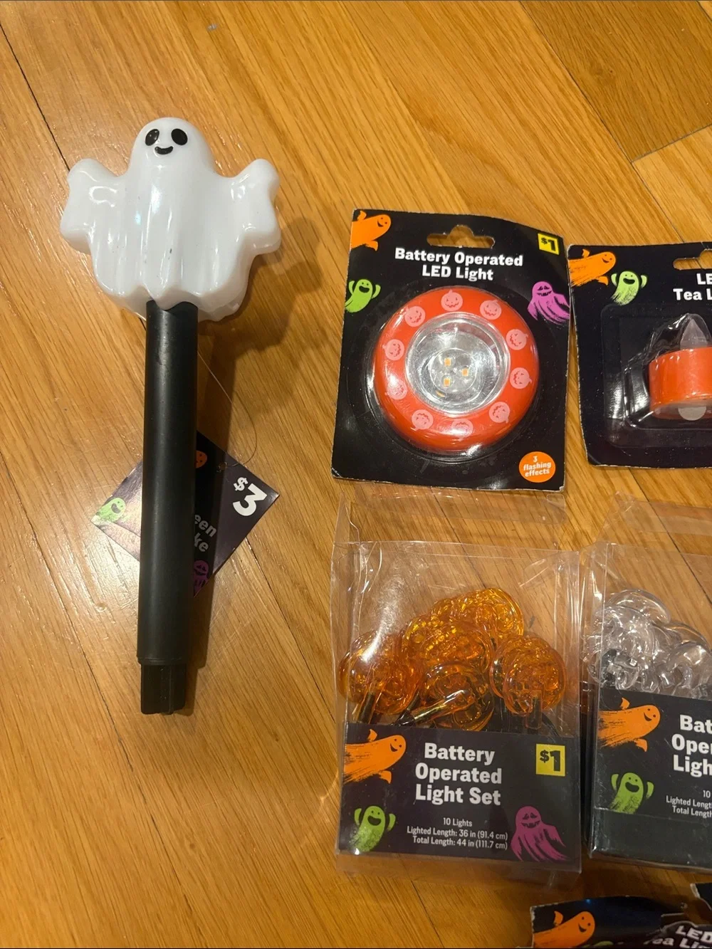 Halloween LED Ghost Stake and Orange Tea Light Party Lights